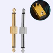 Resim Gitar Pedalı Bağlayıcı 1/4 inç Etki Pedali ile Pedal Arası Konnektör, Altın Kaplama 6.35mm Erkekten Erkeğe Düz Tip Fiş Gitar Pedallık için Yer Tasarrufu Sağlayan 