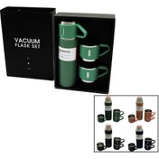 Resim Go İthalat ÇANTALI 500ML 3 PARÇA BARDAKLI ÇELİK TERMOS SETİ (5224) 