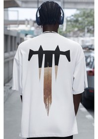 Resim Trivium Rock Metal Müzik Grubu Sırt Baskılı Unisex Oversize Tişör Beyaz 