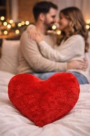 Resim Kalp Formlu Yumuşak Dokulu Yastık 