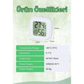 Resim Mini Akıllı Sıcaklık Nem Ölçer LCD Oda Termometre Duvara Takılabilen Masaüstü Isı Göstergesi Beyaz 