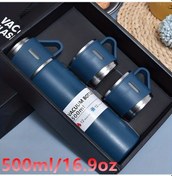 Resim Elmpaly 500 Ml Mavi Paslanmaz Çelik Termos Seti Sıcak Soğuk İçecek Seyahat Ofis 