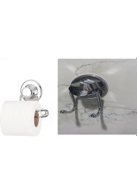 Resim Hem Vakumlu Hem Vidalı Banyo Aksesuarı 2 Li Set Tuvalet Kağıtlığı + Havlu Askısı Krom Krom 