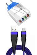 Resim JUDAS A6 Şarj Adaptörü 4 Port + J13 Micro Usb Şarj Kablosu -1mt 