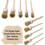 Resim UNIKAT 5'li Ahşap Saplı Keçeli Detay Fırça Seti Hassas Yüzeyler İçin Uygundur 