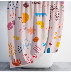 Resim Banyo Perdesi 1x180x200 Tek Kanat Duş Perdesi Halka Hediyeli Duşakabin Perdesi Cuddly Çok Renkli 
