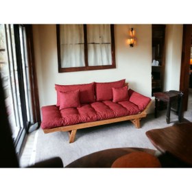 Resim munywood BONALDO KESTANE-KREM Ahşap Kanepe koltuk Üçlü Koltuk Balkon Mobilyası Bahçe Oturma Grubu 