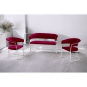 Resim Rozexi Rio Çay Seti Takımı Koltuk Takımı Oturma Odası Kafe Antre Hol Ofis 2+1+1 Krom Metal 