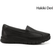 Resim GÖNDERİ(R) Kadın Siyah Dolgu Taban Hakiki Deri Ayakkabı 
