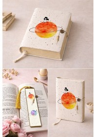 Resim Kitap Kılıfı Ve Metal Kitap Ayracı Seti Satürndeki Kız 