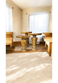 Resim Simillo Wood Wooden Ahşap 3 Lü Set Mantar Yan Sehpa Modern Koyu Ceviz Renkli Fiskos Zigon Sehpa Koyu Ceviz 