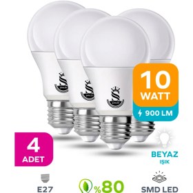 Resim ŞANLED 10W Tasarruflu Beyaz Renk LED Ampul-4 Adettir 