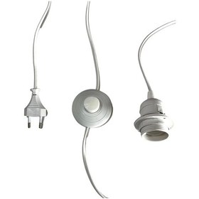 Resim 3 Metre Yerpuarlı Aç Kapat Anahtar Fişli Abajur Lambader Duyu Seyyar E27 2x0,75 Beyaz 