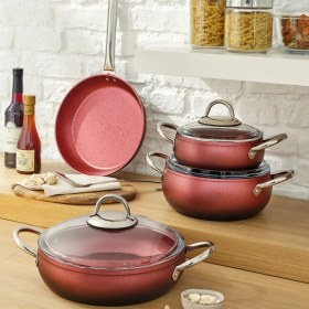 Resim Emsan Milet Granit Yüzeyli 7 Parça Kiremit Degrade Güveç Set 