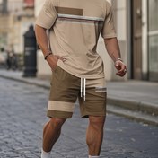 Resim Erkekler için Rahat Yaz 3D Baskılı T-Shirt ve Şort Seti - Nefes Alabilir, Rahat, Kısa Kollu Yuvarlak Yaka Tee ile Grafik Baskı, Açık Gri ve Siyah, Açık Hava Aktiviteleri için Mükemmel, Açık Hava Rahat Giyim | Grafik Baskılı Tee | Rahat Uygunluk, BÜYÜK BEDEN 