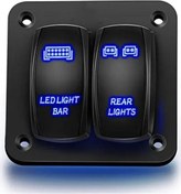 Resim Xuweiwei Blue 2gang Alüminyum Led Işık Bar Ve Arka Işıklar Rocker Anahtar Paneli 12 24v 5pin On Off Marine Tekne Araba Atv Utv İçin 