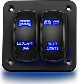 Resim Xuweiwei Blue 2gang Alüminyum Led Işık Bar Ve Arka Işıklar Rocker Anahtar Paneli 12 24v 5pin On Off Marine Tekne Araba Atv Utv İçin 