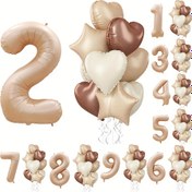 Resim 10 adet Caramel Renkli Balon Süslemeleri - 81,28 inç Sayılar 1-9 ve Kalp Şekilleri, Kendinden Kapalı Alüminyum Film, Doğum Günü, Düğün, Yılın Sonu ve Şenliklerde Mükemmel, Doğum Günü Partisi Süslemesi | Şık Balon Düzeni | Kendinden Kapalı Balonlar, Doğum Günü Partisi Süslemeleri 