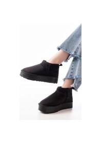 Resim Ndr-2850 Siyah Süet İçi Kürklü Kışlık Kapalı Burun Kadın Günlük Terlik Çok Renkli 