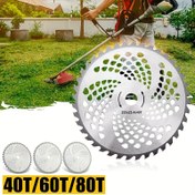 Resim 1 adet Dayanıklı 40/60/80 Dişli Çim Biçme Başlığı, Bıçak Ahşap Fırça Kesici Disk Sabit Dört Parça Seti Çim Biçme Makinesi, Bahçe Güç Araçları, Yabani Ot Çim Biçme Makinesi Parçaları için 