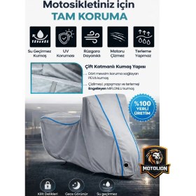 Resim Autolion Voge Sr1 Adv Gri-Mavi Dikişli Kilitli)Motor Brandası Motosiklet Örtüsü 