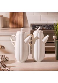 Resim Porsima 17019 2li Pumpkin Porselen Çok Amaçlı Sunum Ve Servis Yağdanlığı Yağlık Sirkelik Yağdanlık 600+600 Ml Beyaz 