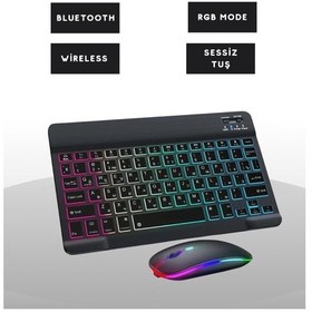 Resim Tek Türkçe Q Klavye Düzenli Rgb Kablosuz Klavye Mouse Set Najmaddin 