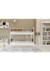 Resim Metalia Gm 128 Star Ahşap Metal Ranza Beyaz-Ceviz 