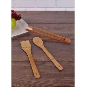 Resim Bambu 3'lü Spatula Maşa Kaşık Mutfak Seti 