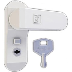 Resim Penkid Pvc Çocuk Emniyet Kilidi Düğmeli Anahtarlı Beyaz 