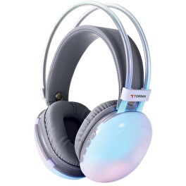 Resim Torima HD-40 Beyaz Kablosuz RGB Işıklı Kulak Üstü Bluetooth Kulaklık 