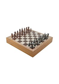 Resim Gifthome Orta Boy Metal İngiliz Satranç Takımı Antik Ve Rustik De 