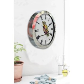 Resim Bahat Krom Çerçeveli Salon Ofis Duvar Saati 36 cm 