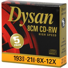 Resim Dysan Mini CD-RW 8CM 193MB 12X Slim Kutu 5'li Paket 