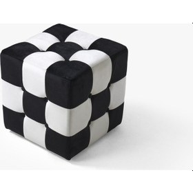 Resim Kare Puff Siyah-beyaz Siyah 