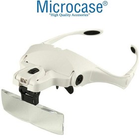 Resim Microcase 9892B1 - Al2350 Gözlük Tipi Işıklı Kafa Büyüteci 5 Farklı Lens 