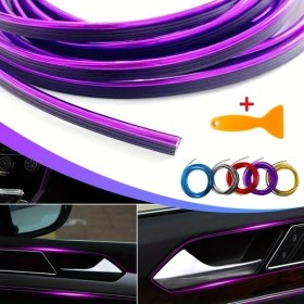 Resim Trendooze 3m Pvc U Şekilli Oto Dekorasyon Şeridi, Renkli Hava Çıkışı Kaplama, Konsol Süsü 