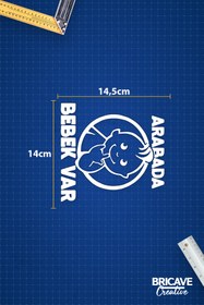 Resim Bricave Arabada Bebek Var Araba-Motosiklet Cam Etiket Sticker 14x14,5cm 