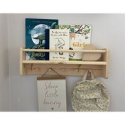 Resim Jaju Baby 50 Cm Tekli Naturel Raf Askılık Montessori Çocuk Odası Aksesuar Dekorasyon 