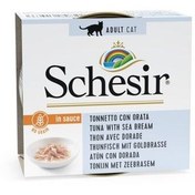 Resim Schesir C3003 Ton Balıklı ve Çipuralı Naturel Soslu Tahılsız Kedi Konservesi 70 Gr 