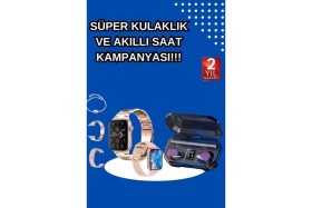 Resim MidasTech Kadınlar Için 3 Kordonlu Akıllı Saat ve Dijital Göstergeli Powerbankli Bluetooth Kulaklık Dok 
