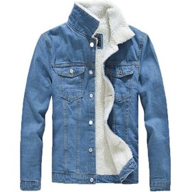 Resim Oliggopol Blue Fashion Içi Kürklü Slim Fit Erkek Kot Ceket(350531814) 