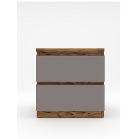 Resim Umut Komodin Antrasit Gri - Atlantik Çam 45 Cm 2 Çekmeceli 