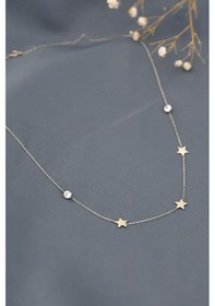 Resim 925 Ayar Gümüş Rodyum Kaplama Taşlı Yıldız Kolye UVPS102224-2 