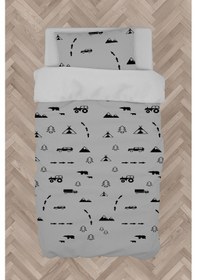 Resim Mekta Home Bebek Ve Çocuk Odası Araba Yol Ve Hayvan Figür Desenli Nevresim Takımı 