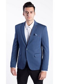 Resim Sposo 5108 Dar Kalıp Yarım Astarlı Mavi Erkek Blazer Ceket Mavi 