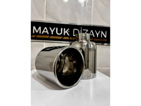 Resim Mayuk Dizayn 120MM Paslanmaz Krom Egzoz Ucu 120'LIK Her Araca Uyumlu Egzoz Ucu 2 Adet Set 