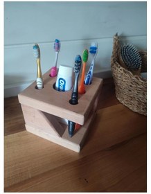 Resim Dekoratif Masif Ahşap Diş Fırçalık Ahşap 