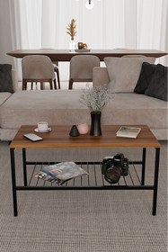 Resim steel desing Metal Ayaklı Dikdörtgen Orta Sehpa 90x40 cm | Alt Raflı Modern Ofis ,Salon & Oturma Odası Sehpası 