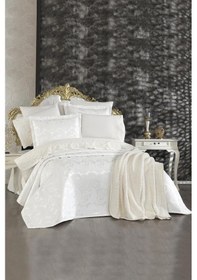 Resim Çeyiz Diyarı Şal 10 Parça Battaniyeli Çeyiz Seti Krem Krem 